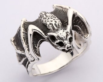 Bat Ring, Sterling Silver Animal Ring, Wings Ring, Vampire Ring by SterlingMalee