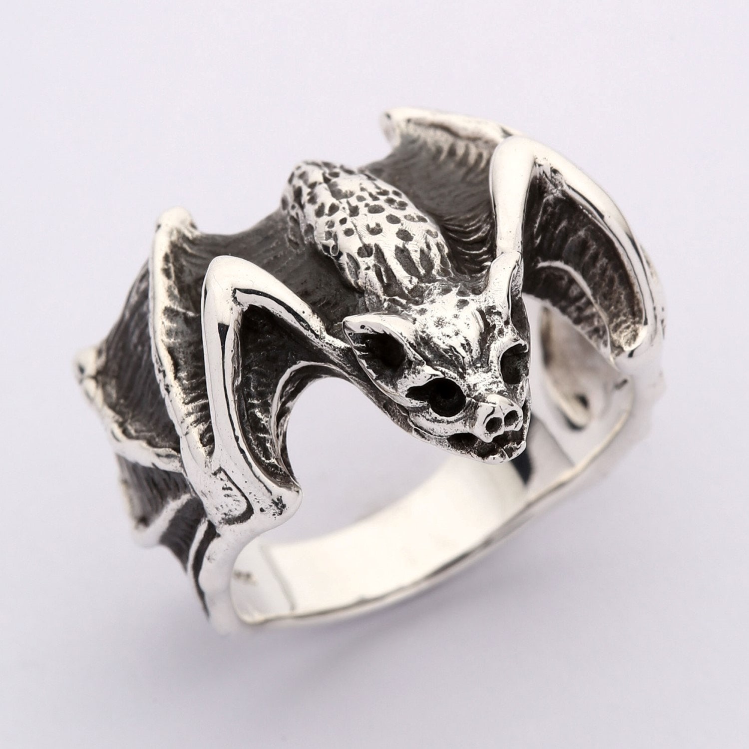 Bat Ring Sterling Silver Animal Ring Wings Ring Vampire Etsy