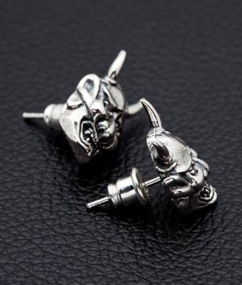 Japanese Oni Mask Stud Earrings Gothic Earrings Devil Etsy