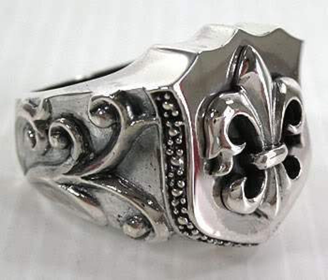 Silver Men's Ring Fleur De Lis Ring Men's Silver - Etsy