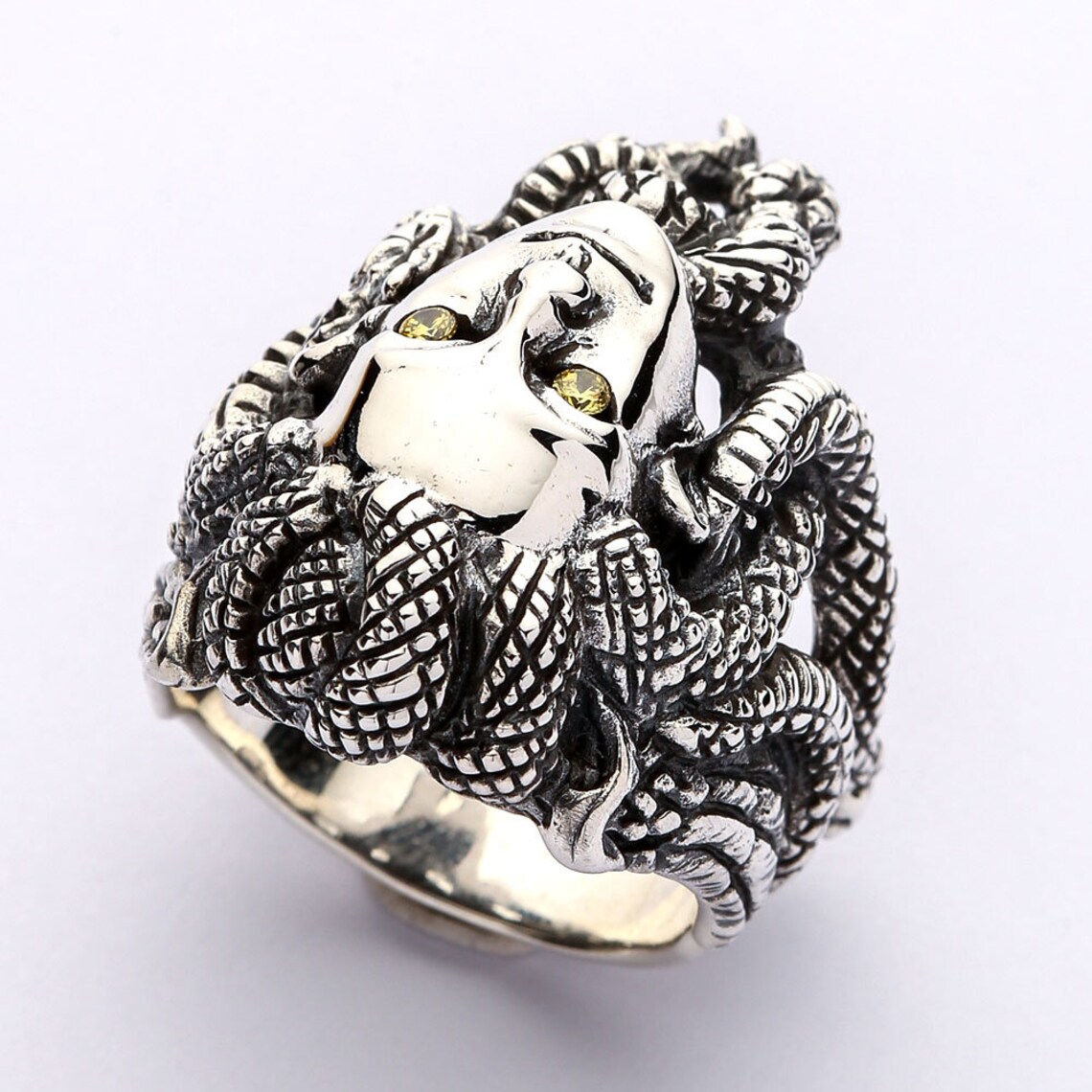 round enamel medusa ring
