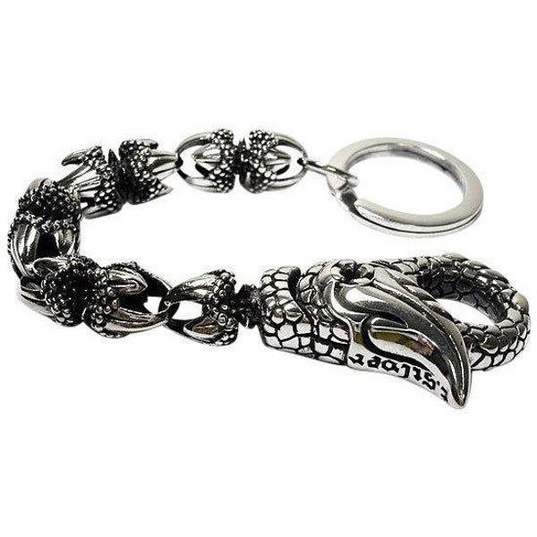 Sterling Silver Dragon Claw Key Chain Biker Keychain Wallet Holder Men's