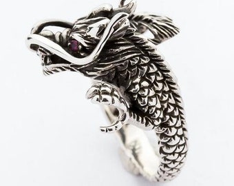 Dragon Ring, Gothic Ring, Animal Rings, 925 Sterling Silver Men's Ring by SterlingMalee