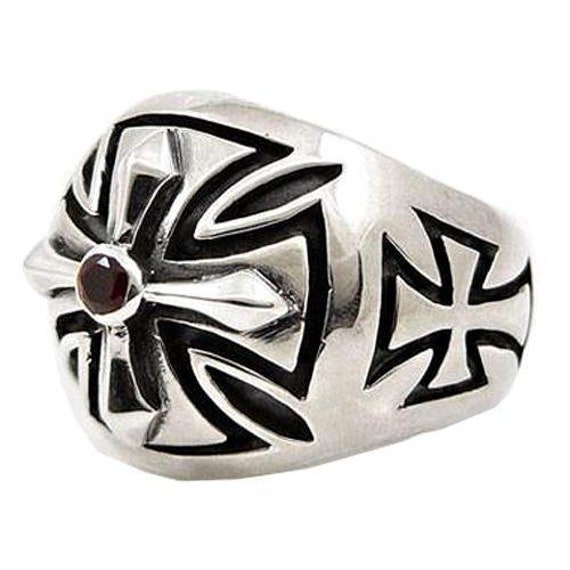 Men's Cross Ring Men's Silver Ring Sterling Silver Etsy