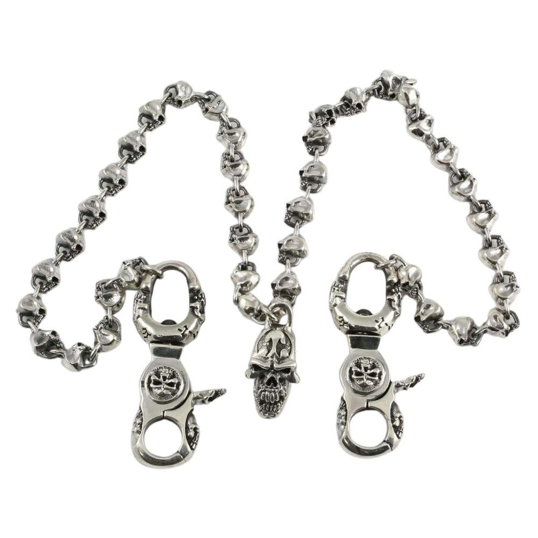 Sterling Silver Slash Flame Skull Wallet Chain