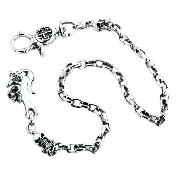 Buy Sterling Silver Tribal Gothic Skull Wallet Chain Online in  