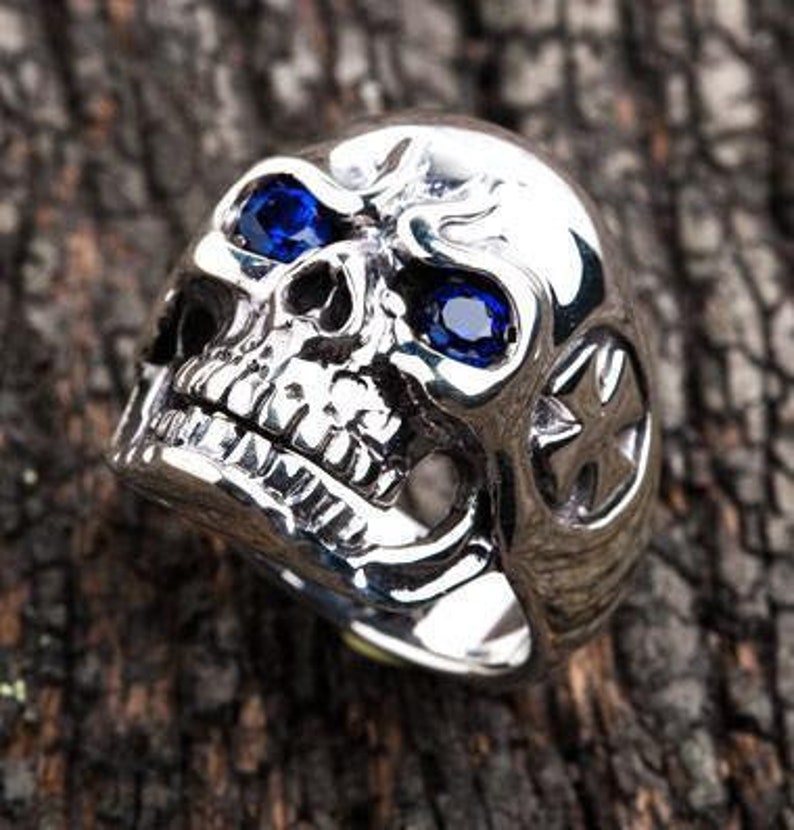 Silver Men's Ring Sterling Silver Blue Sapphire Men's Etsy