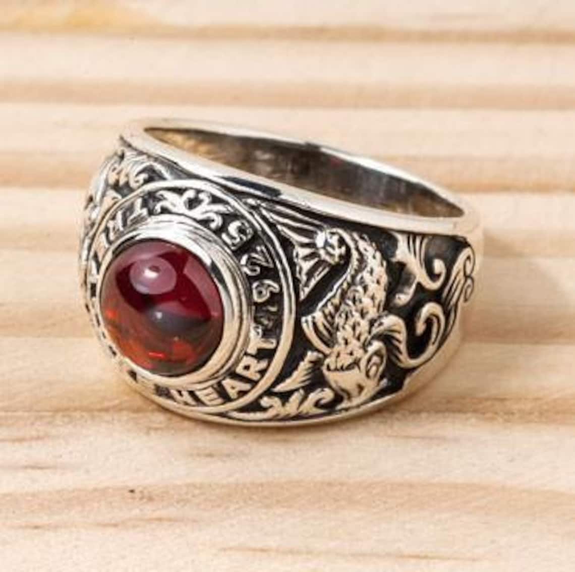Men's Ruby Ring Sterling Silver Mens Ring Japanese Koi Etsy