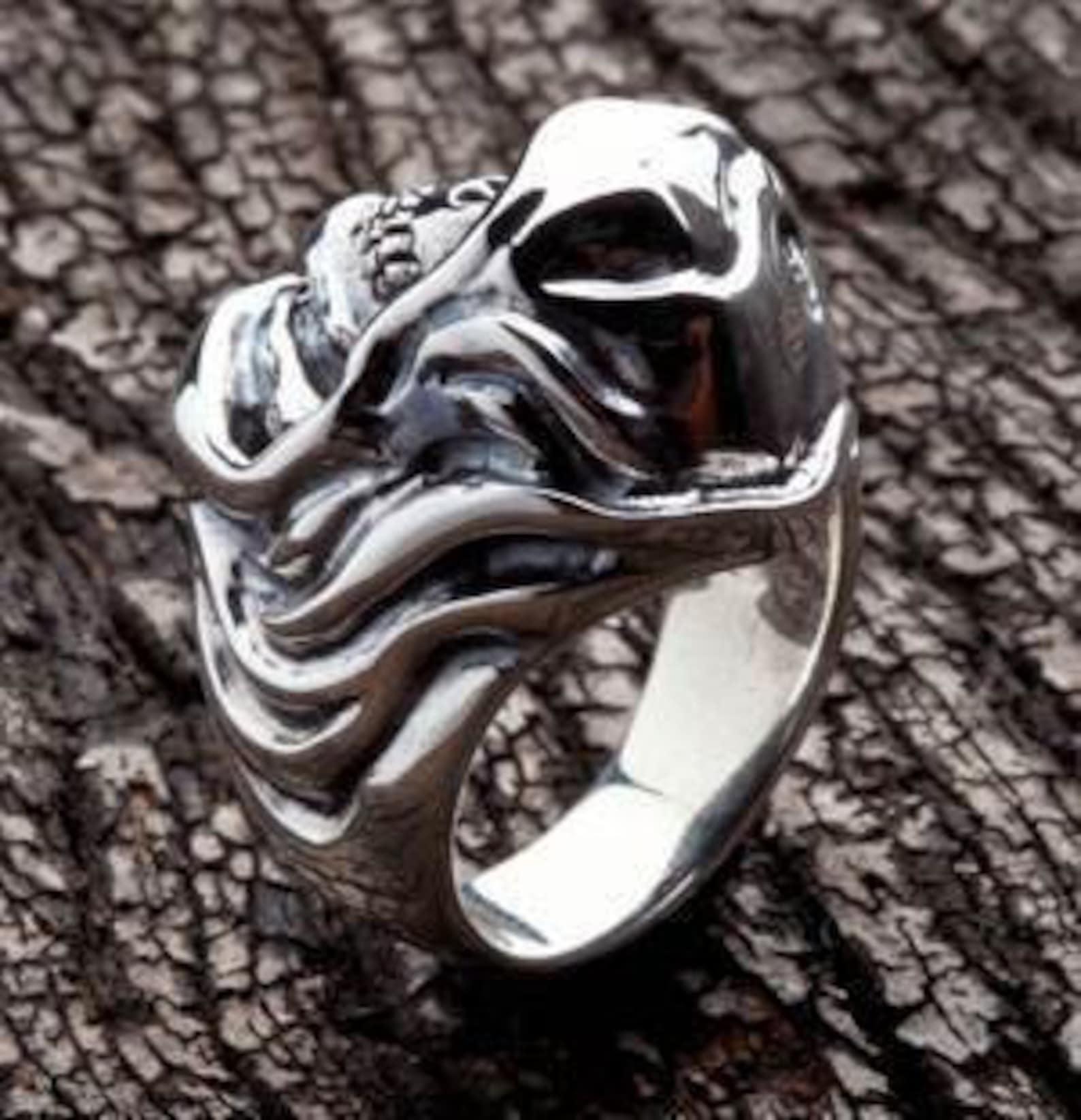Grim Reaper Ring Silver Skull Ring Goth Ring 925 Sterling Etsy