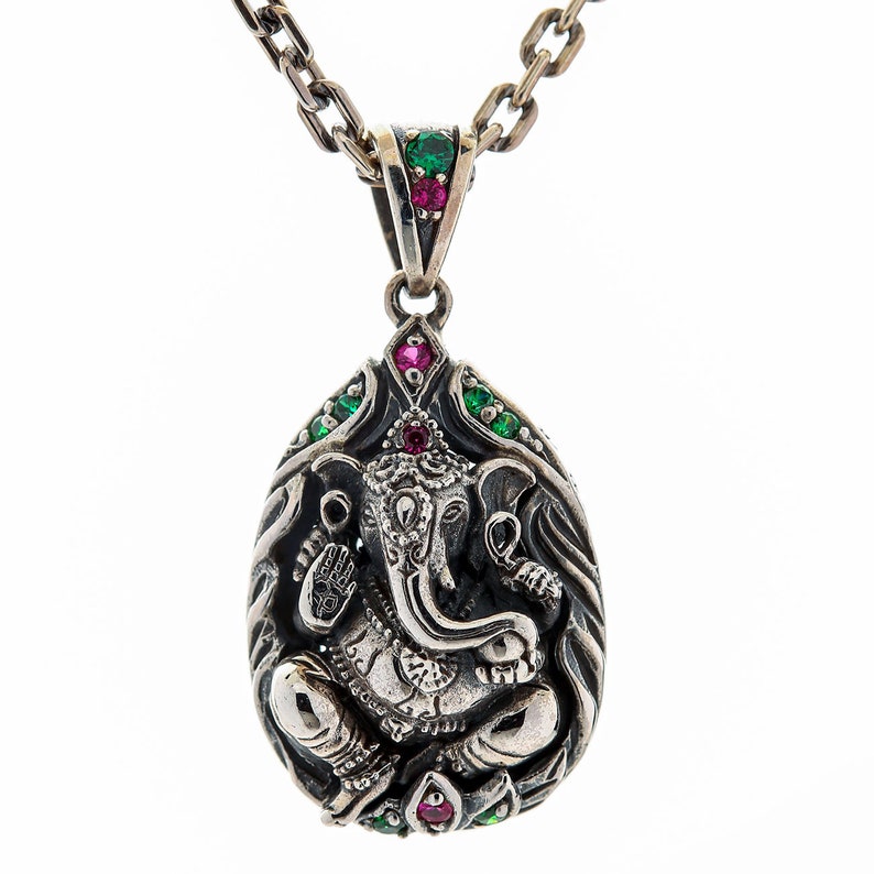 Ganesh Pendant Ganesha Pendant Necklace Sterling Silver Etsy