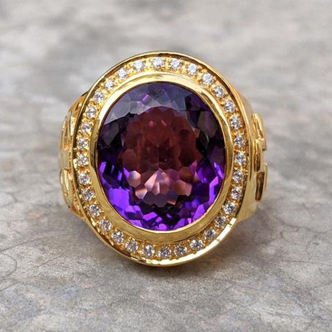 Men's gold amethyst rings deals