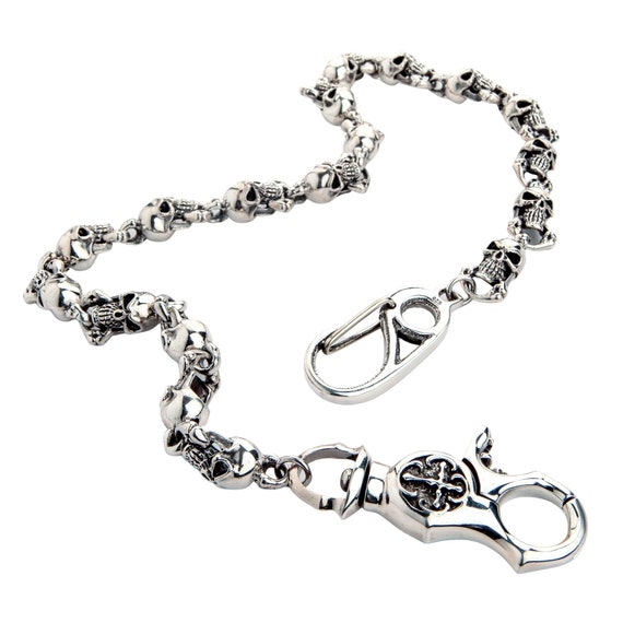 Buy 925 Sterling Silver Phantom Skull Biker Wallet Chain Online in  