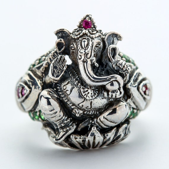 Sterling silver ganesh ring clearance