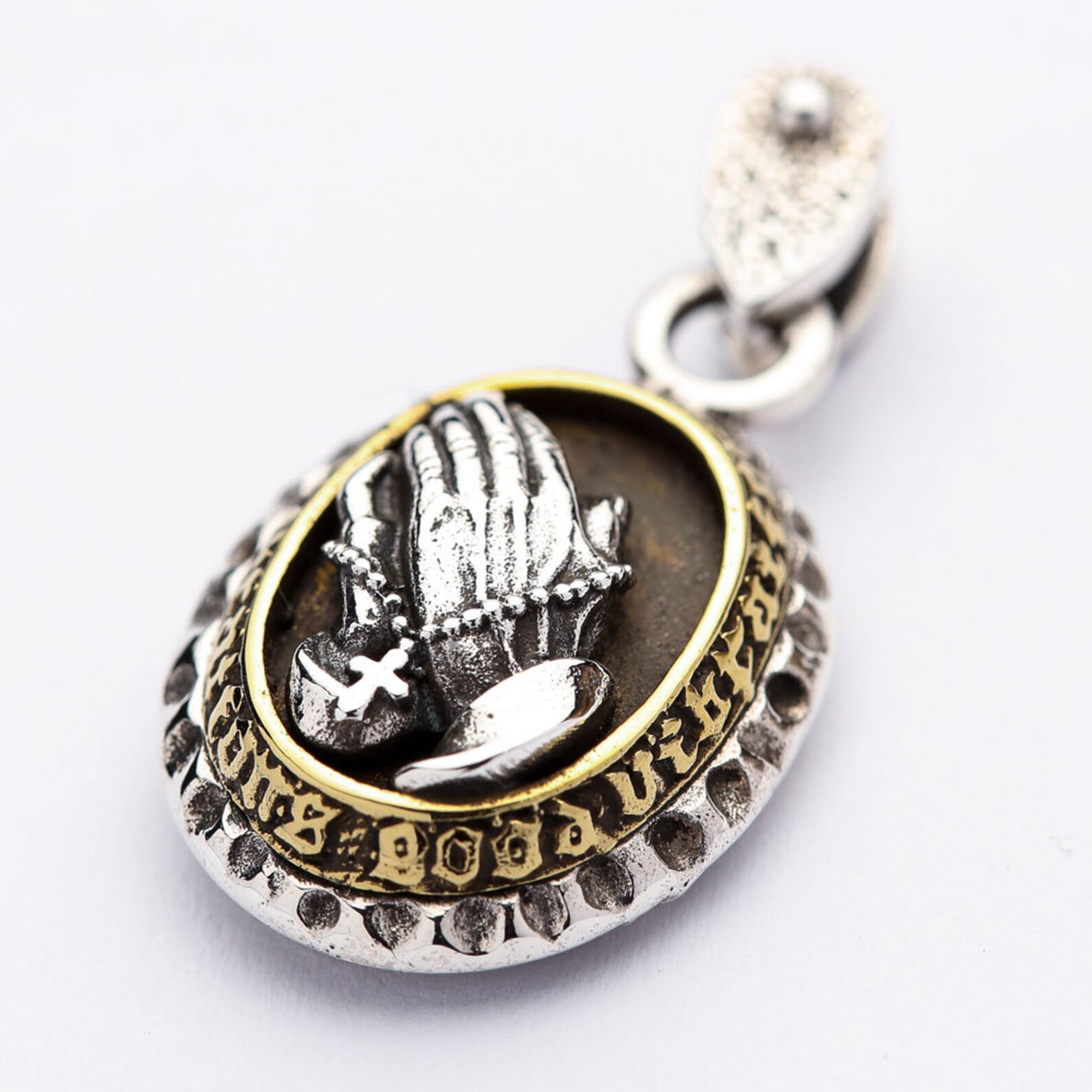 Rosary Praying Hands Pendant Sterling Silver Brass Pendant by Etsy