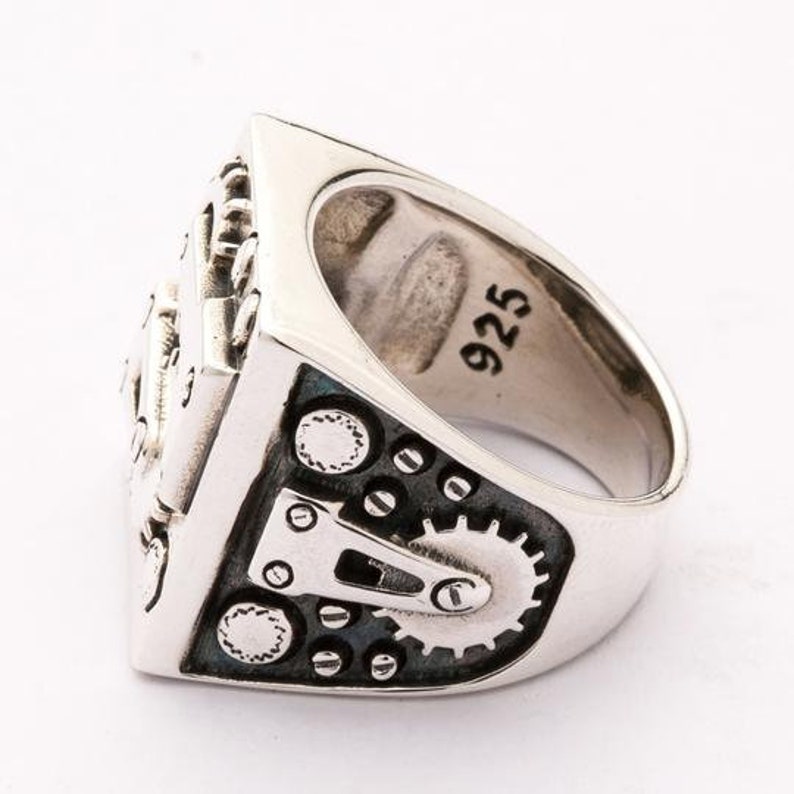 Mechanical Ring Biker Rings Sterling Silver Harley Ring Etsy
