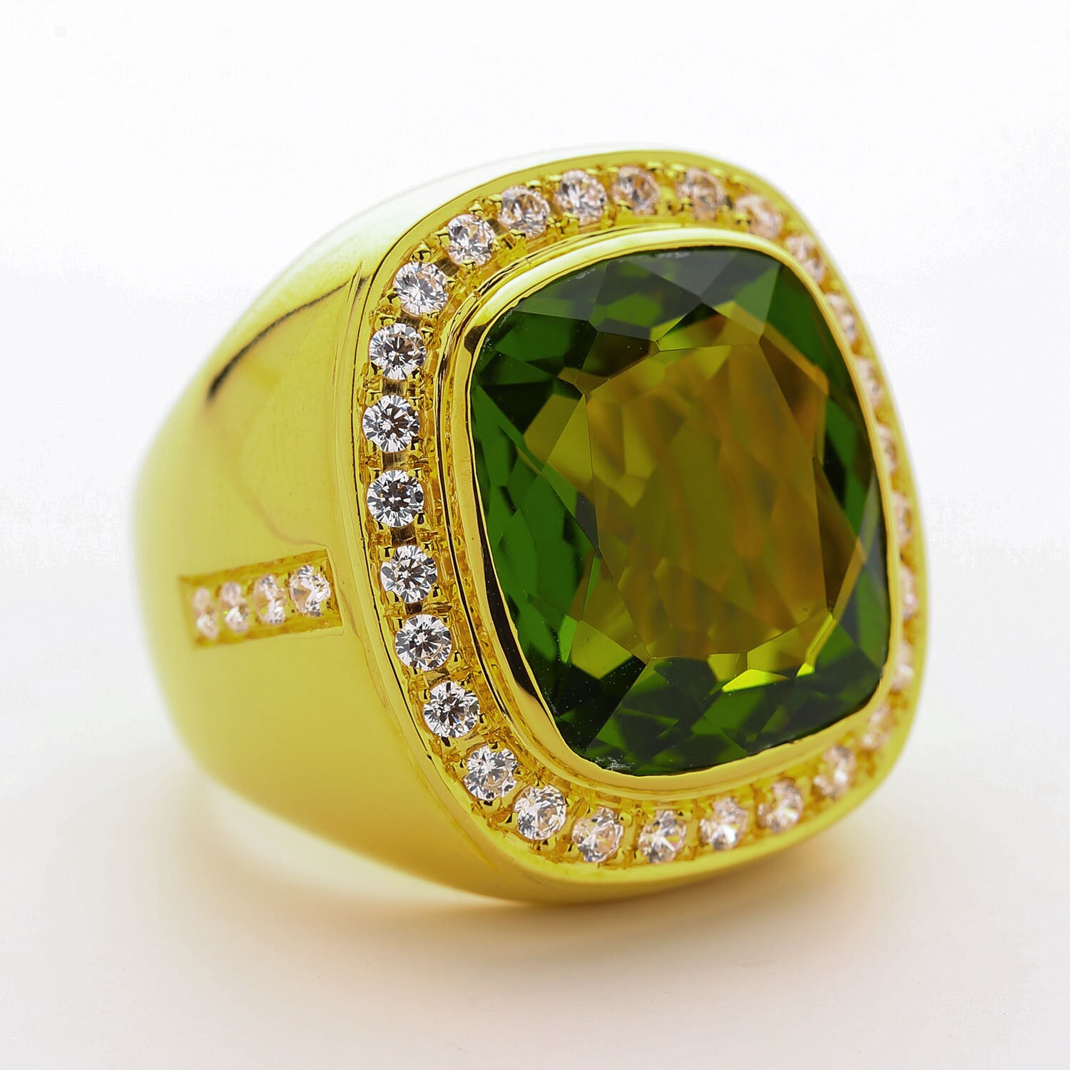 Peridot Men Ring Natural Peridot Men s Ring Green Peridot 21 Cts