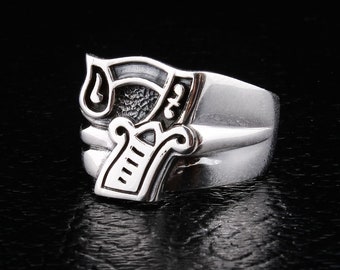 Anillo de plata para hombre, anillo de motociclista, anillo de la suerte, anillo número 7, anillo de siete, anillo de plata para hombre de SterlingMalee