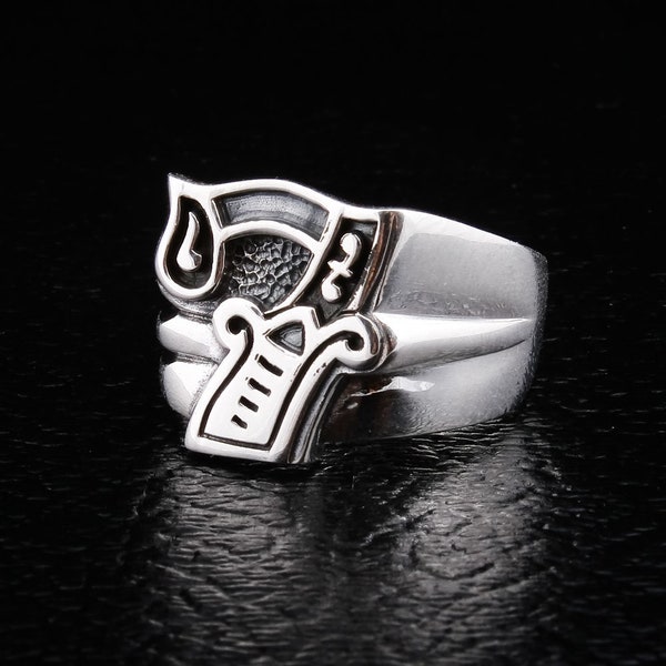 Silver Men's Ring, Biker Ring, Lucky Ring, Number 7 Ring, Seven Ring, Men's Silver Ring by SterlingMalee