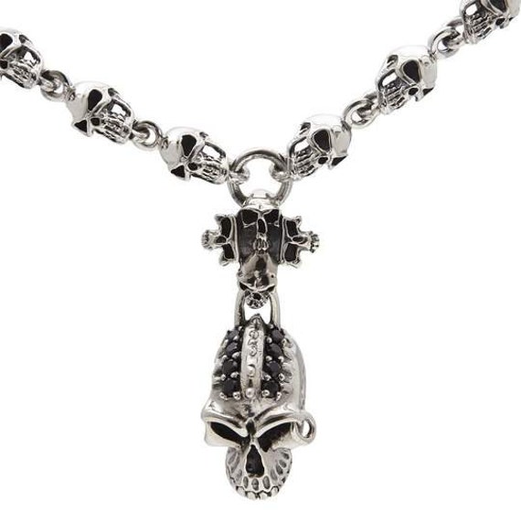 Silberkette Halskette Totenkopf Kette Gliederkette Skull necklace Silber 925