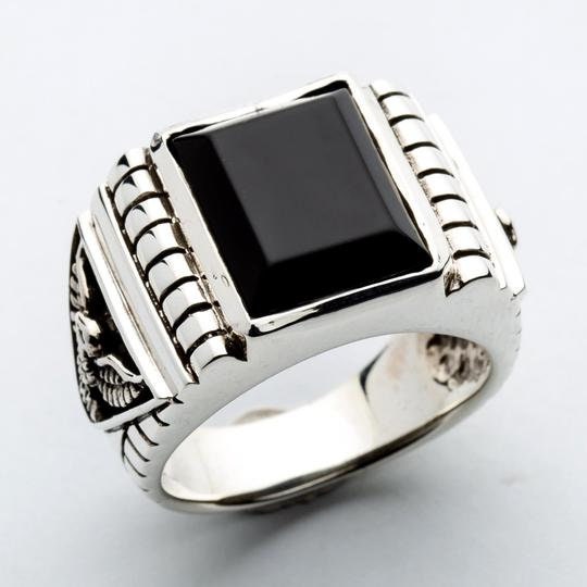 Black onyx eagle ring discount