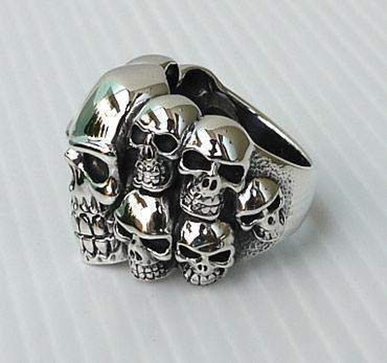 Silver Skull Ring Sterling Silver Men's Ring Silver Goth Etsy