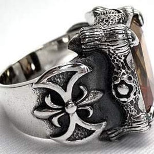 Imperial Topaz Mens Ring, Mens Silver Ring, Claw Ring, Biker Jewelry