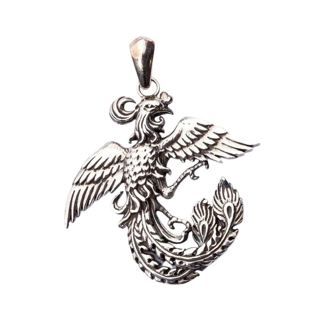 925 Sterling Silver Phoenix Pendant Charm Etsy