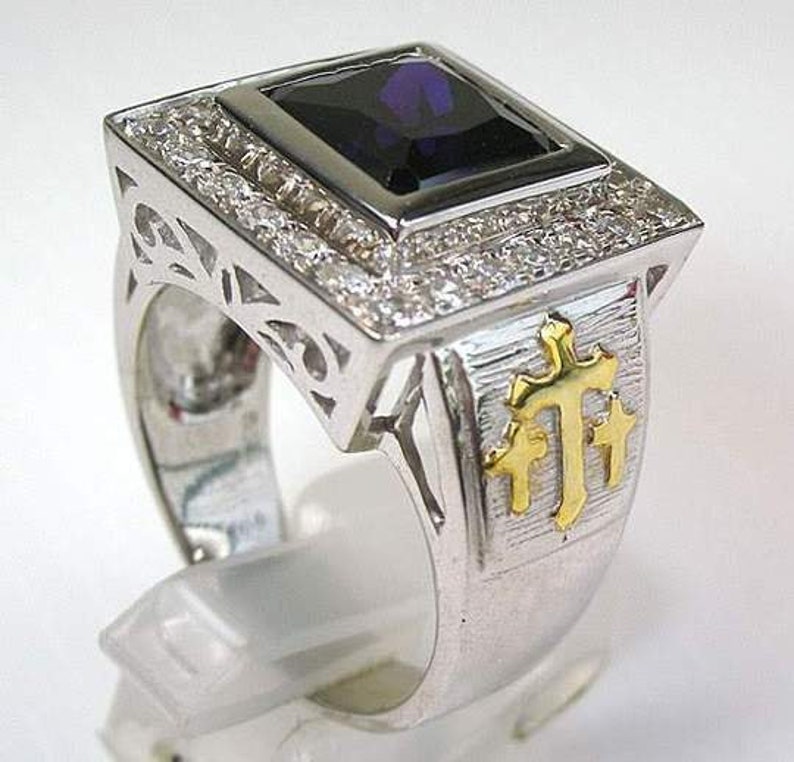 Ring Christian Ring Cross Ring Amethyst Men's Etsy