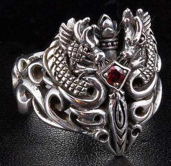 Silver Dragon Ring Medieval Ring Gothic Ring Men's | Etsy