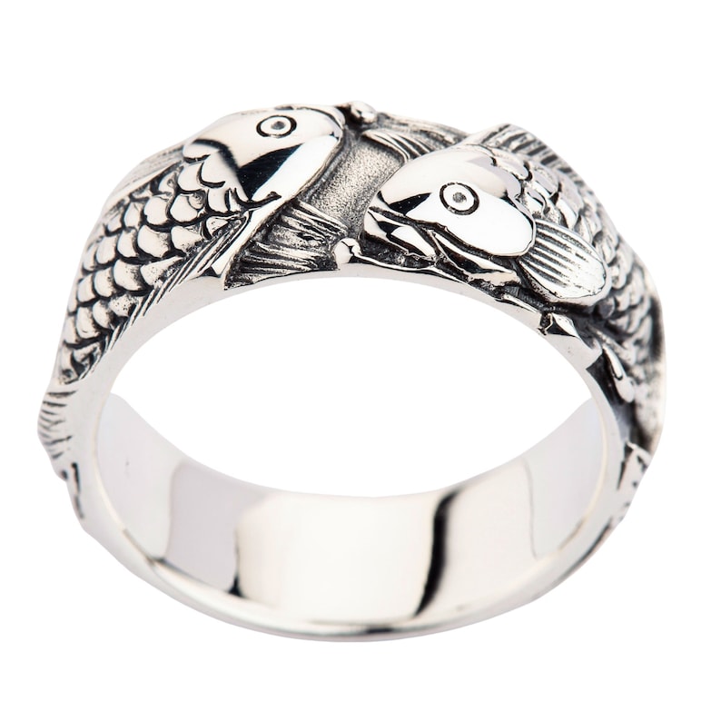 Japanese Carp Koi Fish Tattoos, Unique Wedding Band Rings, koi ring, fish ring, fish ring, sterling silver par SterlingMalee image 7