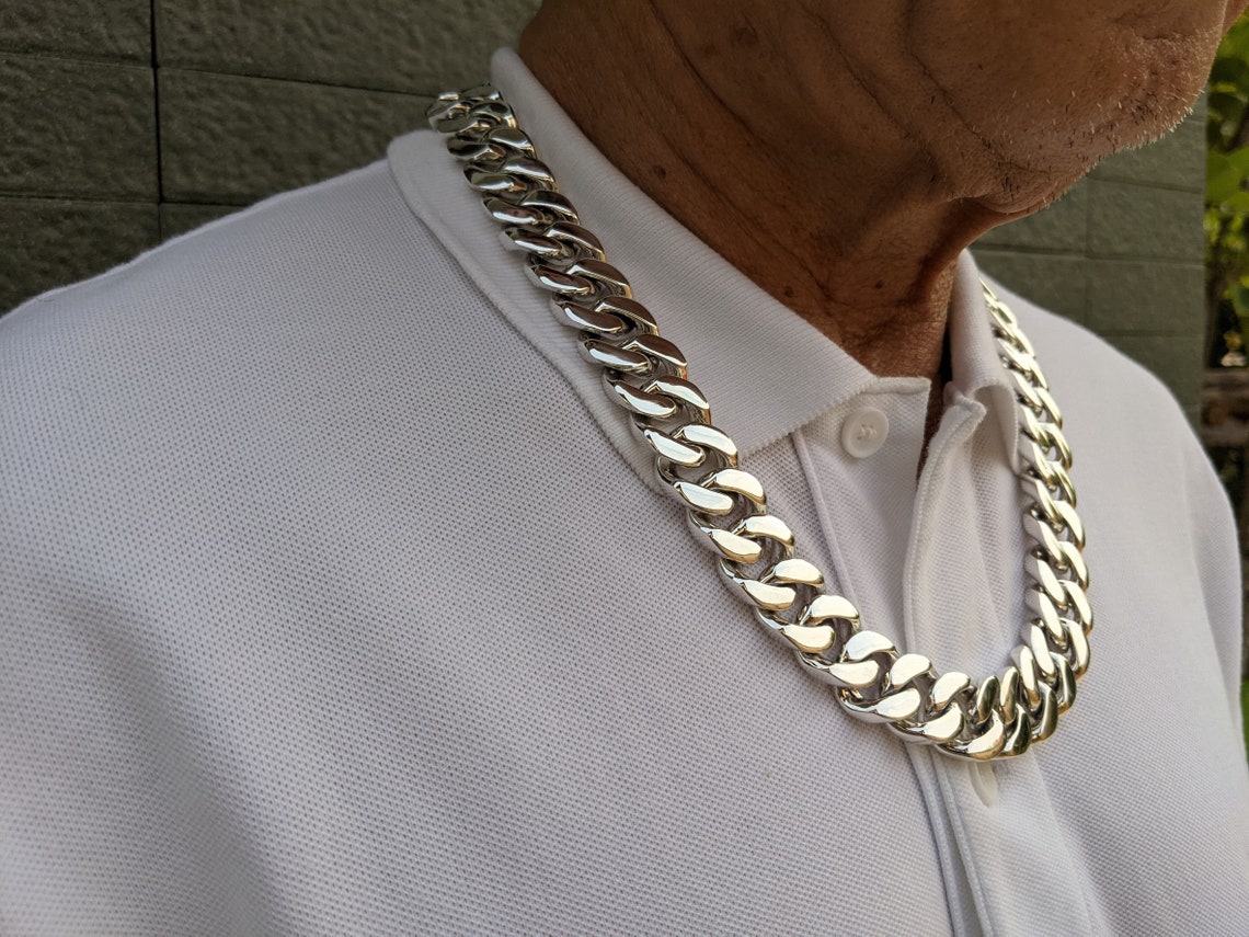 Sterling Silver Cuban Chain Necklace Cuban Link Men's Etsy