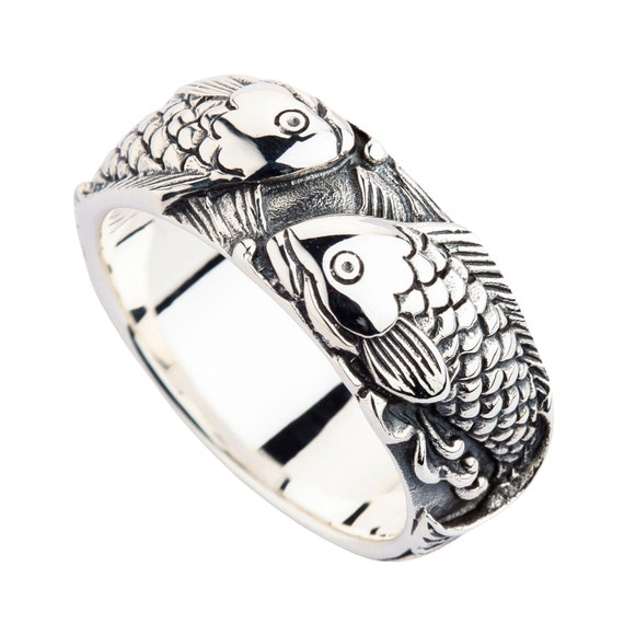 Silver Enamel Color Koi Fish Adjustable Ring Chinese Classical Niche Design  Elegant Charm Ladies Brand Jewelry Party Gift