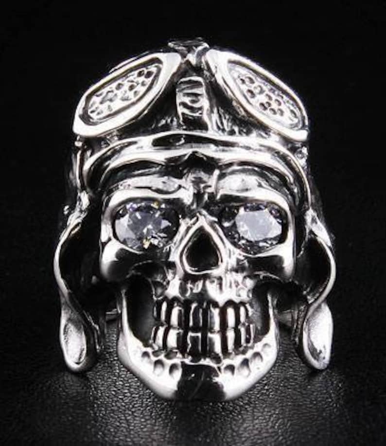 WW2 Axis Aviator Ring Pilot Skull Ring Diamond Men's Etsy
