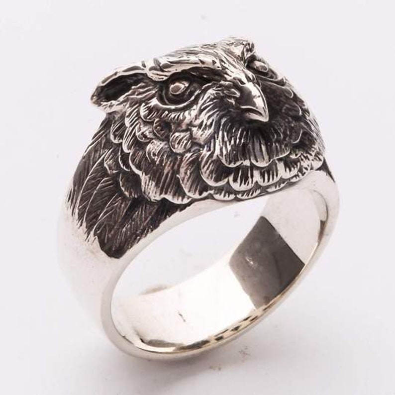 Eule Ring Sterling Silber Ring Tier Ring von SterlingMalee | Etsy