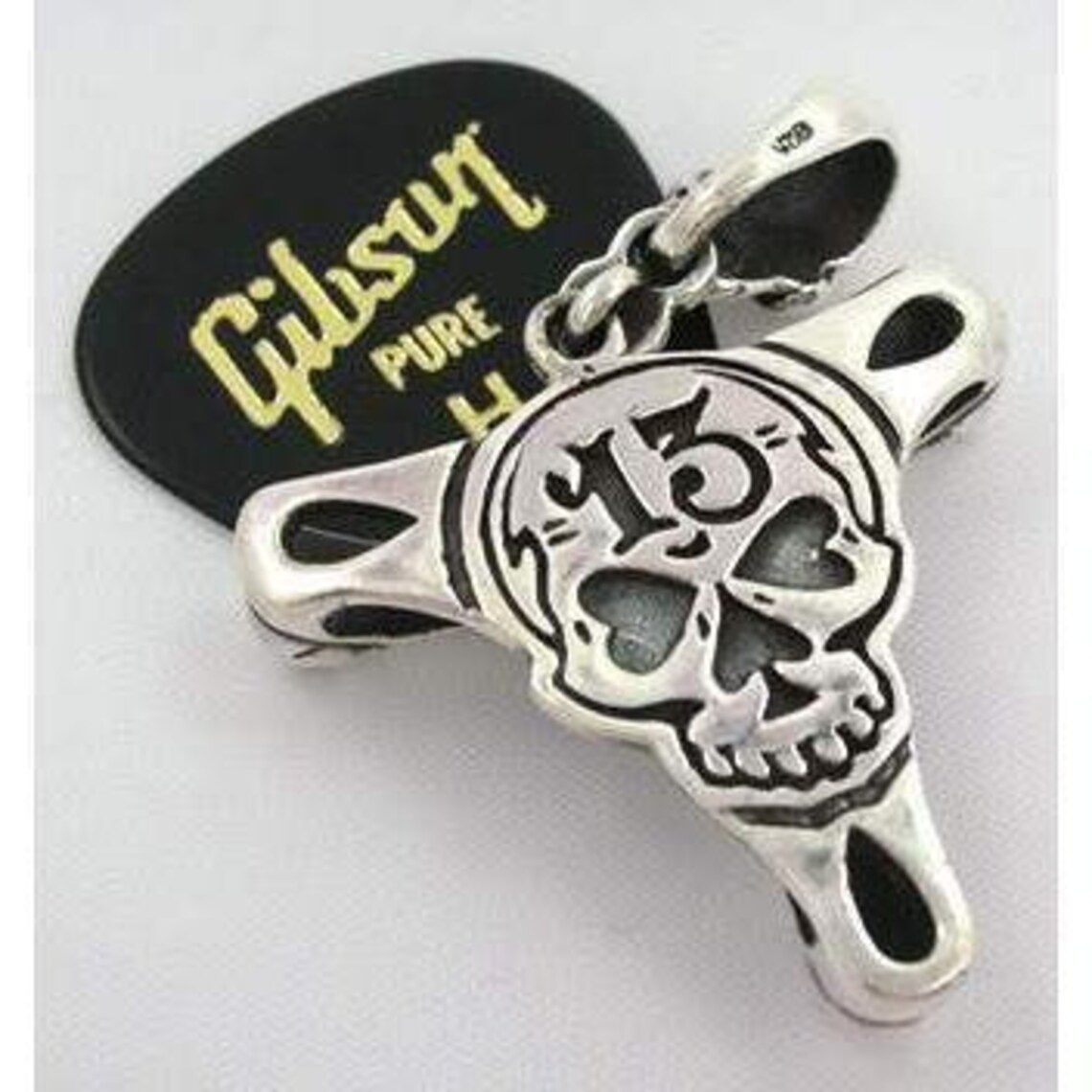 Silver Skull Guitar Pick Holder Mens Pendant Etsy
