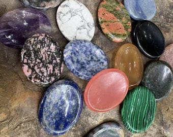 Natural Crystal Worry Stone for Stress Relief and Meditation – Smooth, Polished Stone for Calming Energy