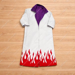 Anime Inspired Flame Haori Leather Cloak, Fire Fantasy Cosplay Costume, Handmade Unisex Outfit, Flame Warrior Costume