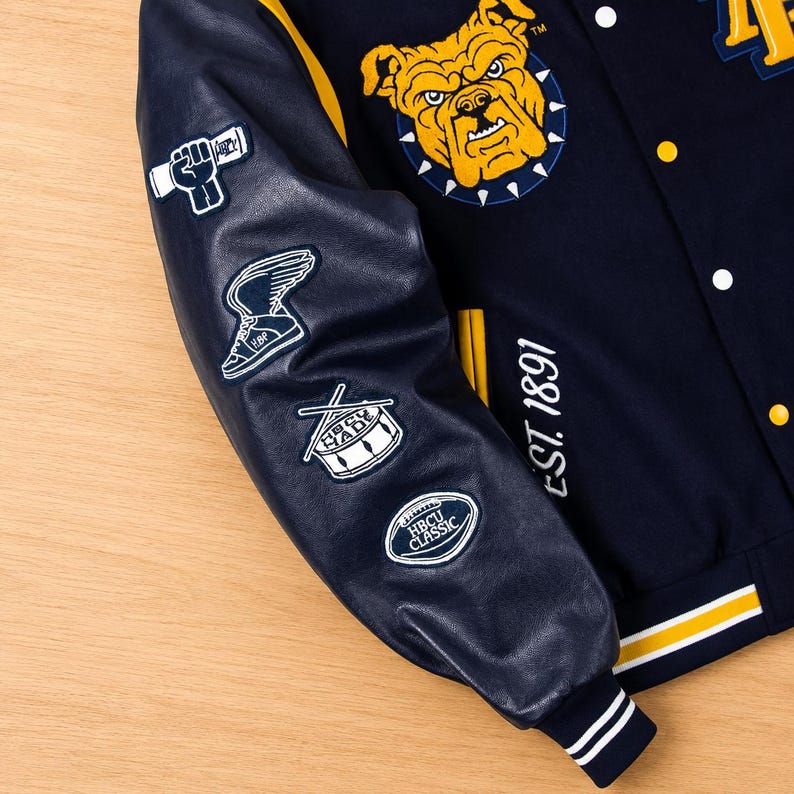 NCAT Bulldog Varsity Jacket, HBCU Legacy Letterman Coat, Wool Leather Bomber Aggie Pride Jacket