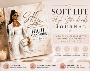 Soft Life High Standards Journal | Faith Self-Worth Planner (Digital Download, PLR)