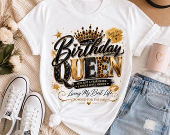 Birthday Queen PNG, Luxury Glam Graphic (Digital Download)