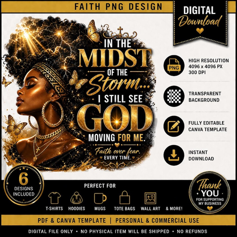 They see the glow… but they don’t see the FAITH behind it. ✨

This luxury faith-based PNG bundle was created for women who trust God through every season — even when it’s hard, even when it’s quiet, even when it doesn’t make sense.

Each design represents healing, discipline, faith, and transformation—wrapped in a bold, high-end gold aesthetic that stands out on any product.