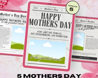 Mother's Day Newspaper Canva Template | Custom Mom Gift Poster (Digital Download)