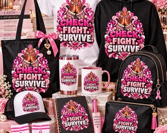 Check Fight Survive Breast Cancer Awareness Shirt Design (Digital Download)