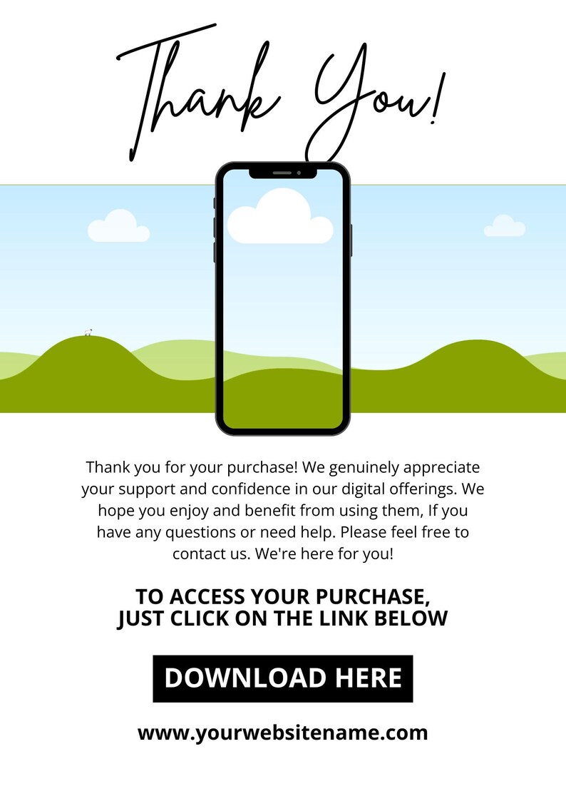Canva Thank You Page Template | Editable Digital Product Instructions ...