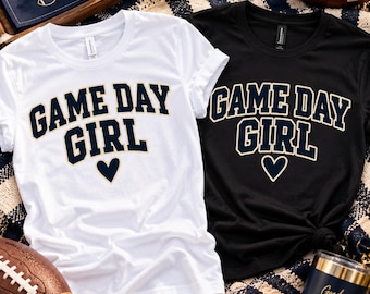 Game Day Girl Football Shirt Design, Navy Varsity Heart (Digital Download)