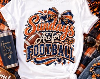 Sundays Are For Football PNG, Glitter Game Day Design (Digital Download)