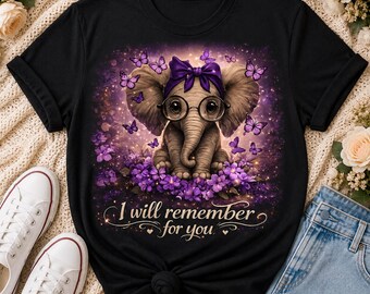 Dementia Awareness Elephant PNG | Purple Ribbon Support Design (Digital Download)