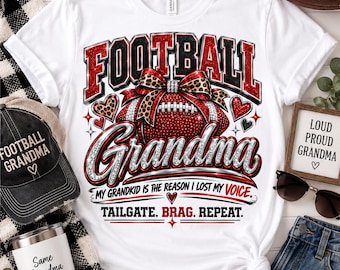 Football Grandma PNG Design, Game Day Shirt Artwork (Digital Download)