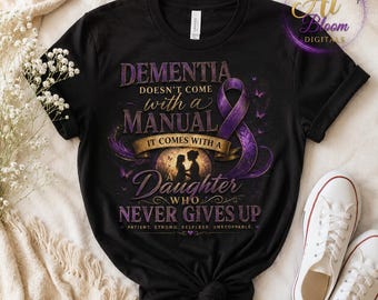 Dementia Awareness Daughter PNG, Purple Ribbon Caregiver Design (Digital Download)