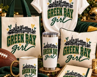 Green Bay Girl PNG, Wisconsin Skyline Design, City Pride Graphic (Digital Download)